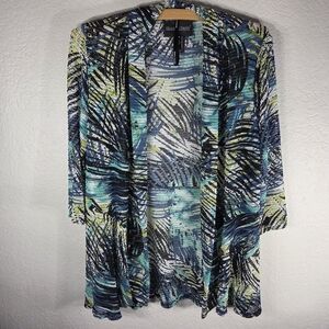 Frank Lyman Multicolor Knit Open Front Cardigan Sweater Size 8 3/4 Sleeve